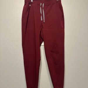 Figs Red Sweatpants Relaxed Tapered Fit